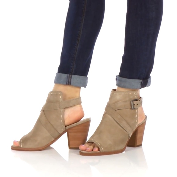 Frye Suede Pickstitch Peep Toe Booties - Picture 3 of 8